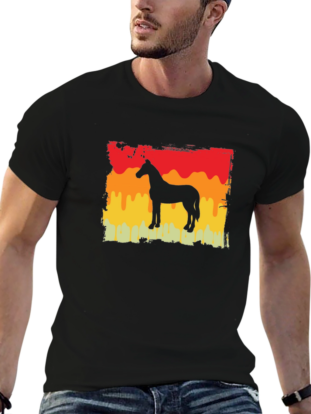 Horse Silhouette Sunset T-Shirt - Equestrian Style
