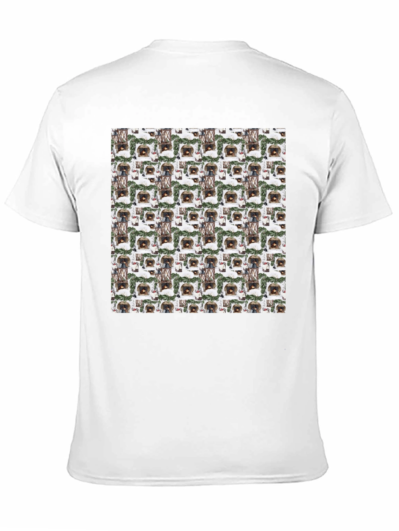 Cozy Fireplace Pattern T-Shirt - Warm & Stylish