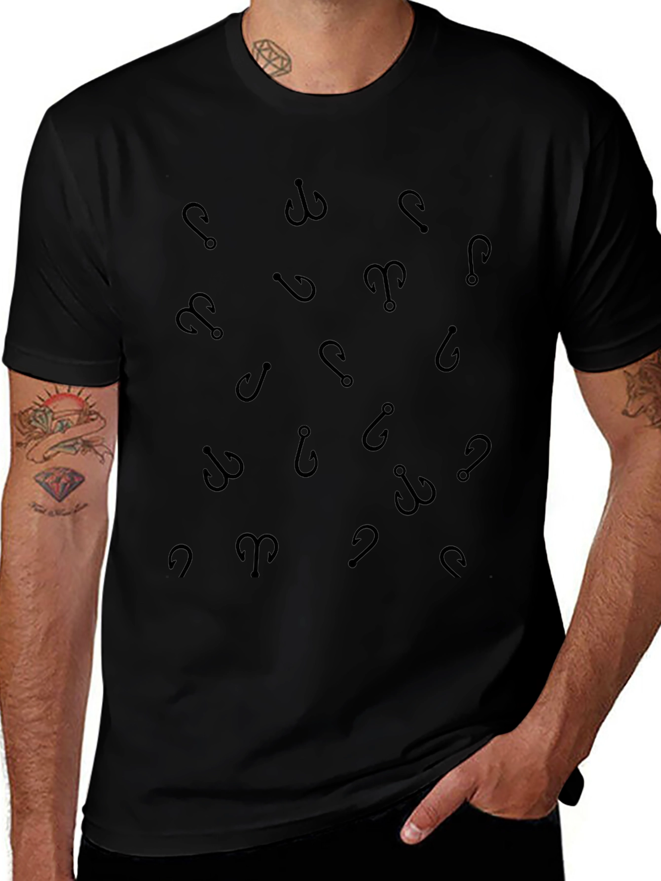 Fishing Hook Pattern Tee - Anglers Style