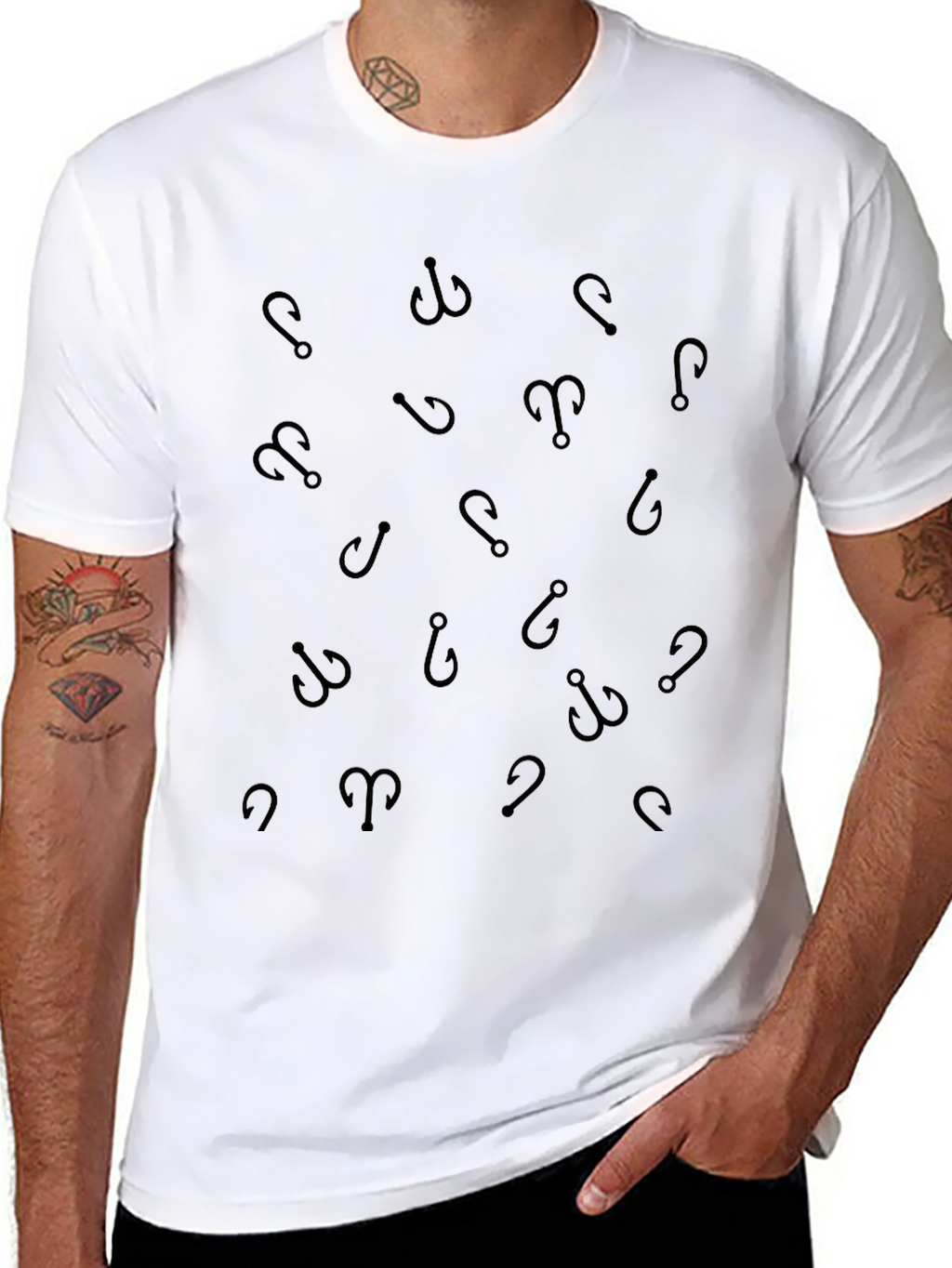 Fishing Hook Pattern Tee - Anglers Style