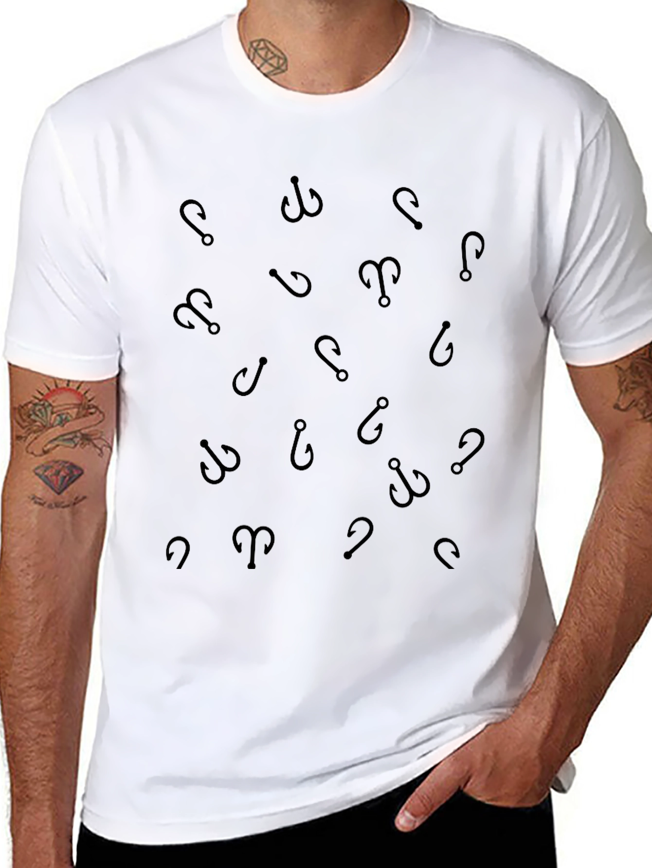 Fishing Hook Pattern Tee - Anglers Style