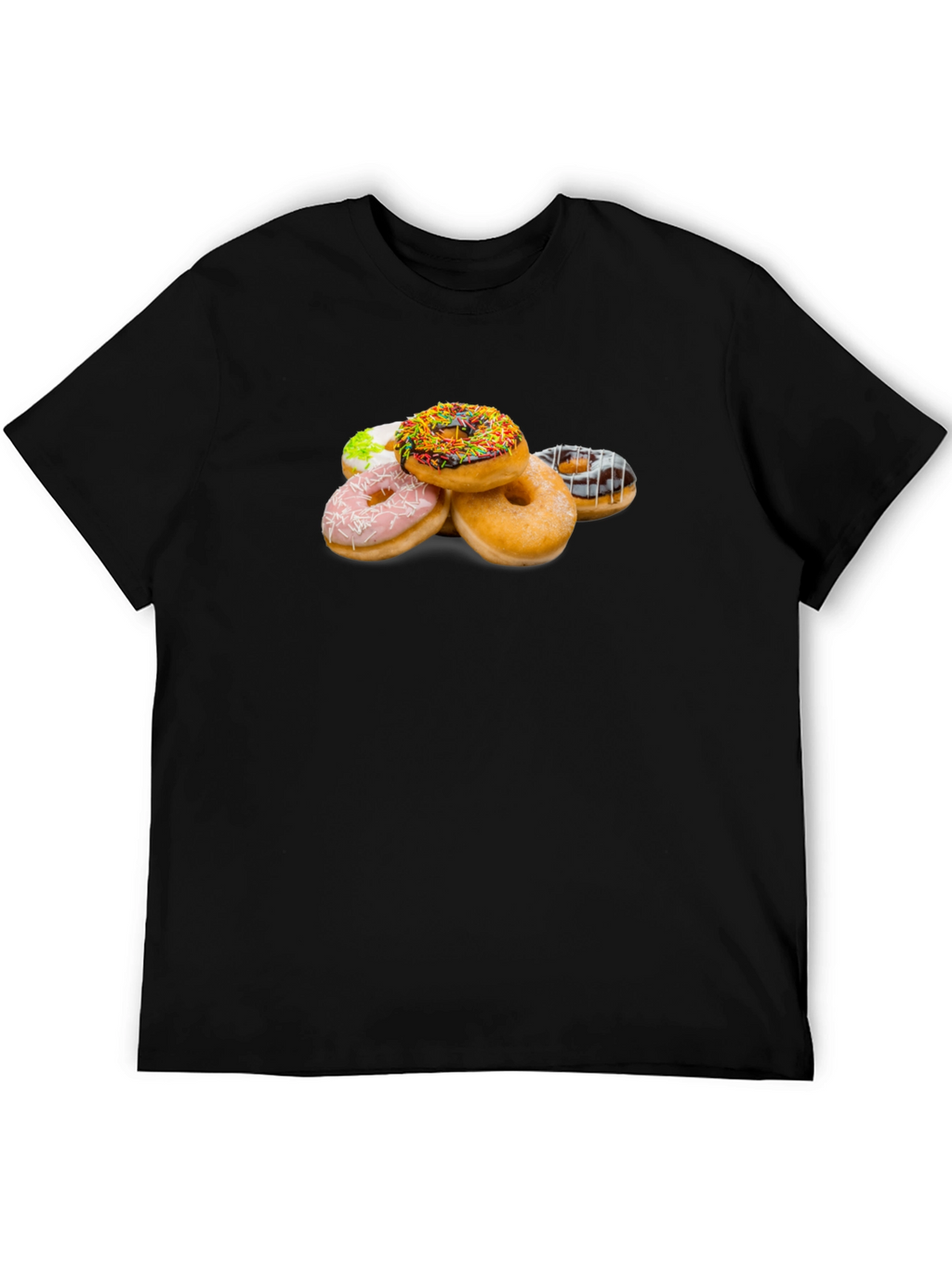 Donut Stack Graphic Tee - Black Crew Neck Shirt