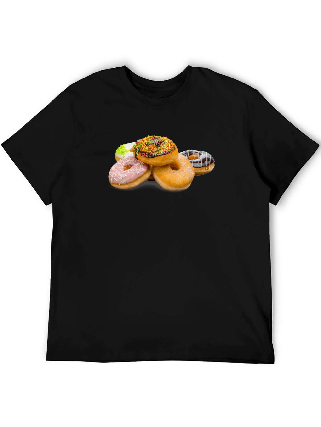 Donut Stack Graphic Tee - Black Crew Neck Shirt