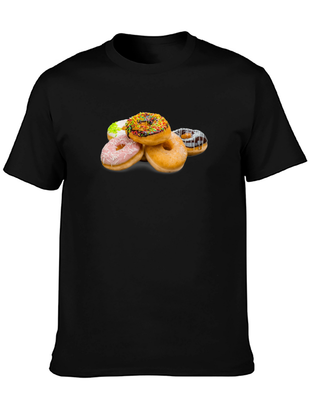 Donut Stack Graphic Tee - Black Crew Neck Shirt