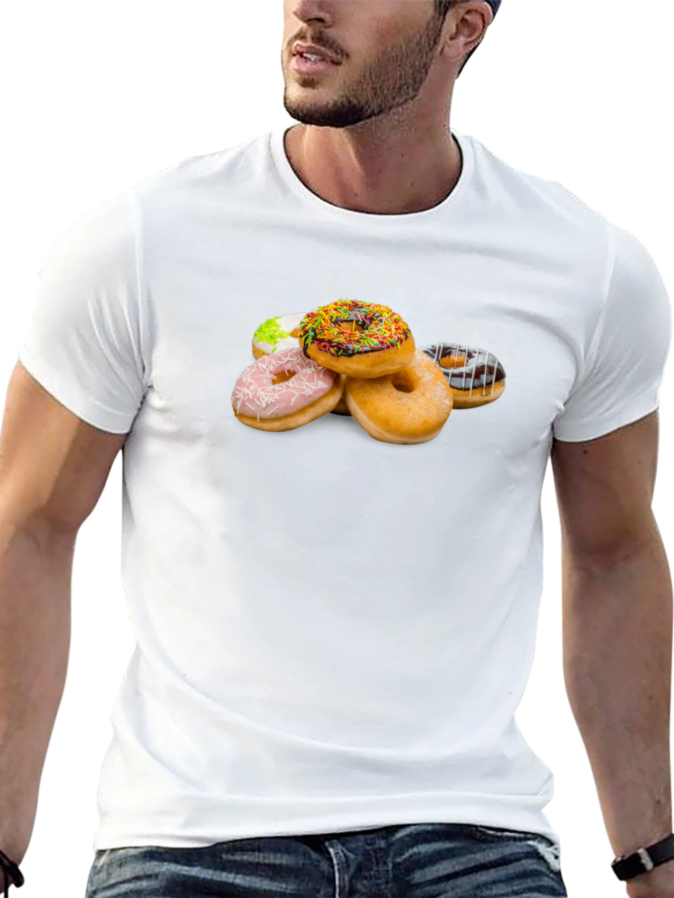 Donut Stack Graphic Tee - Black Crew Neck Shirt
