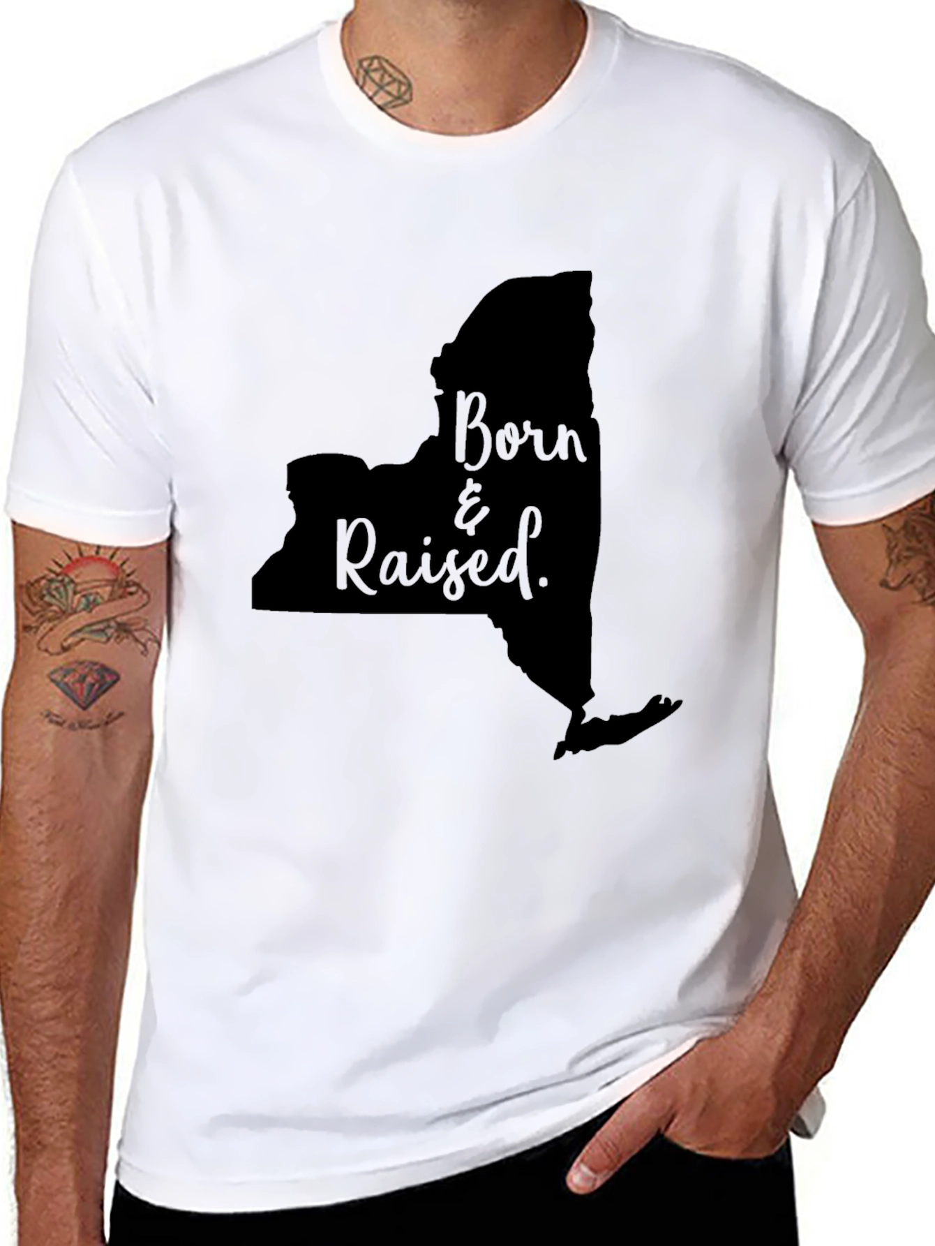 Born & Raised New York State Outline T-Shirt