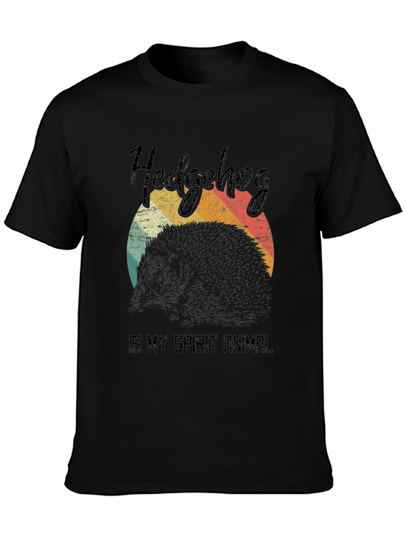 Hedgehog Spirit Animal Graphic Tee - Black Cotton Comfort