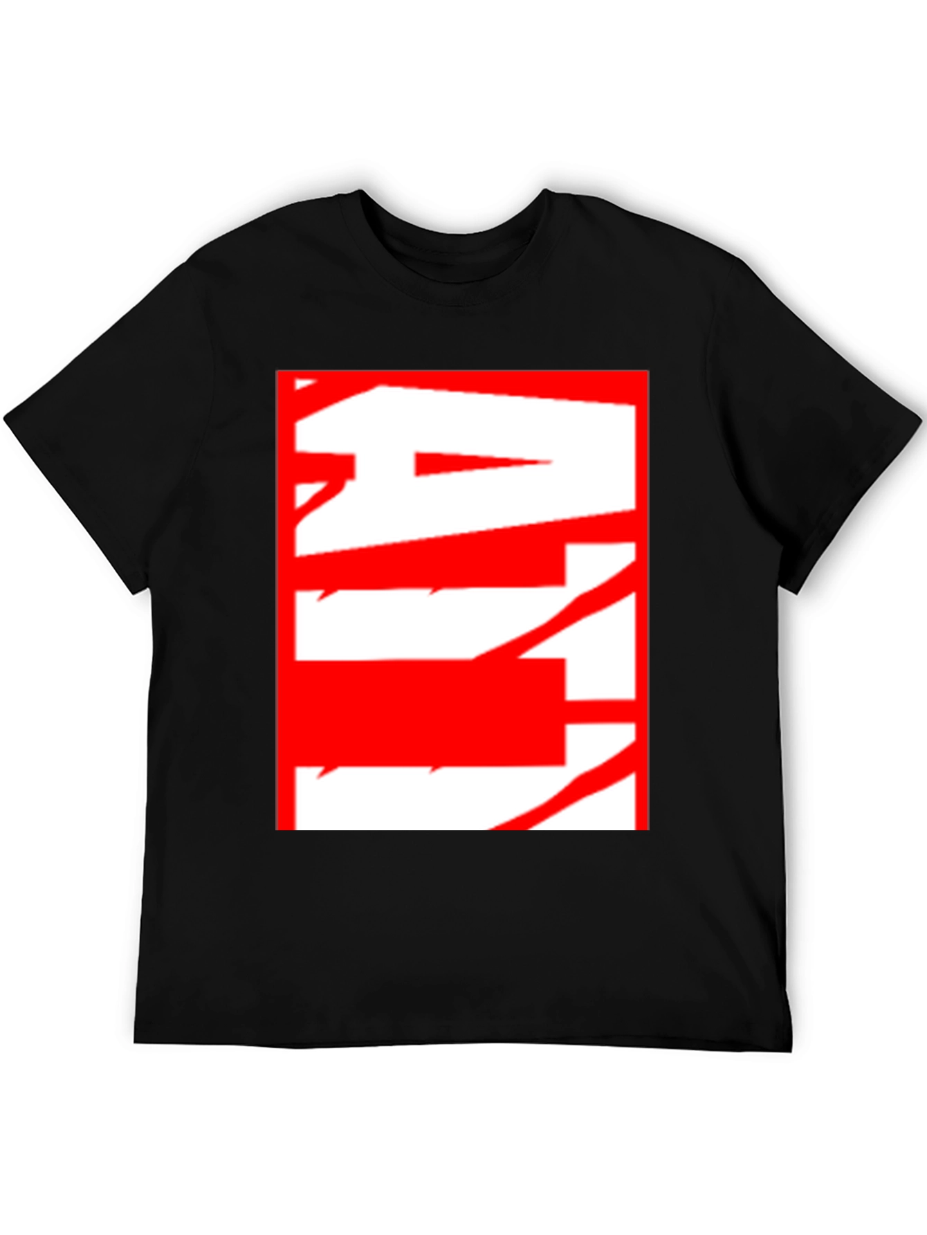 Abstract Red & White Graphic Black T-Shirt