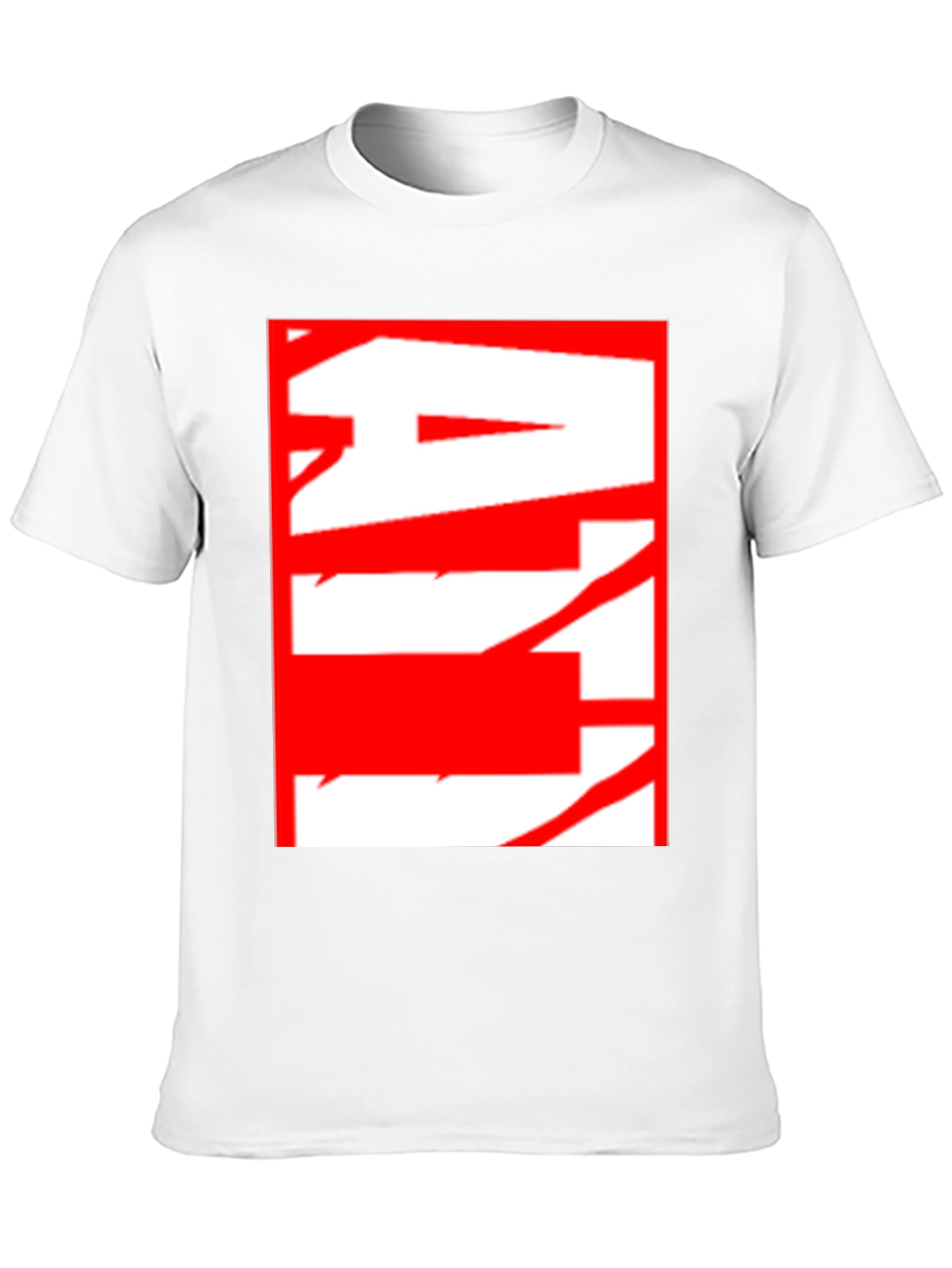Abstract Red & White Graphic Black T-Shirt