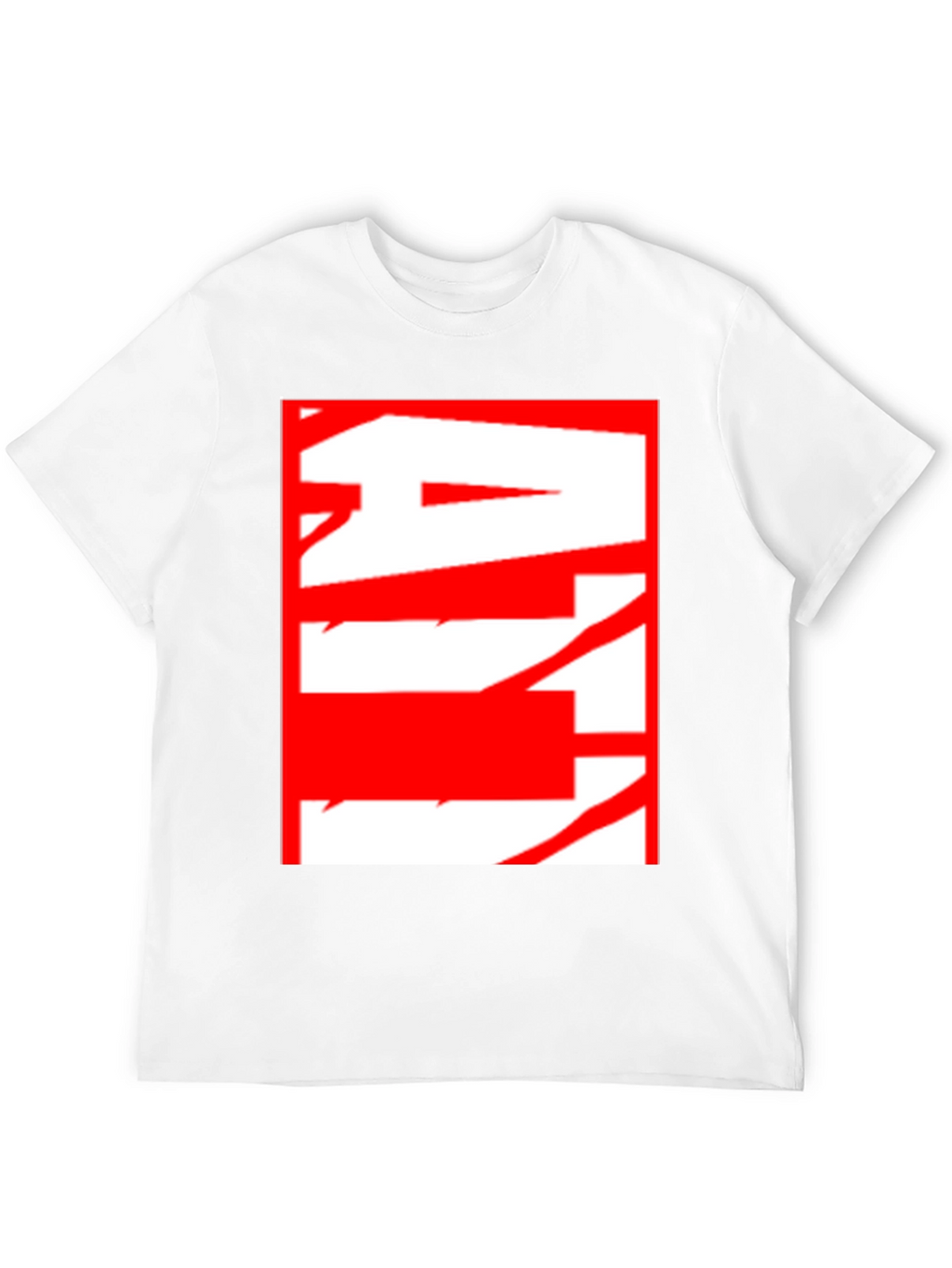 Abstract Red & White Graphic Black T-Shirt