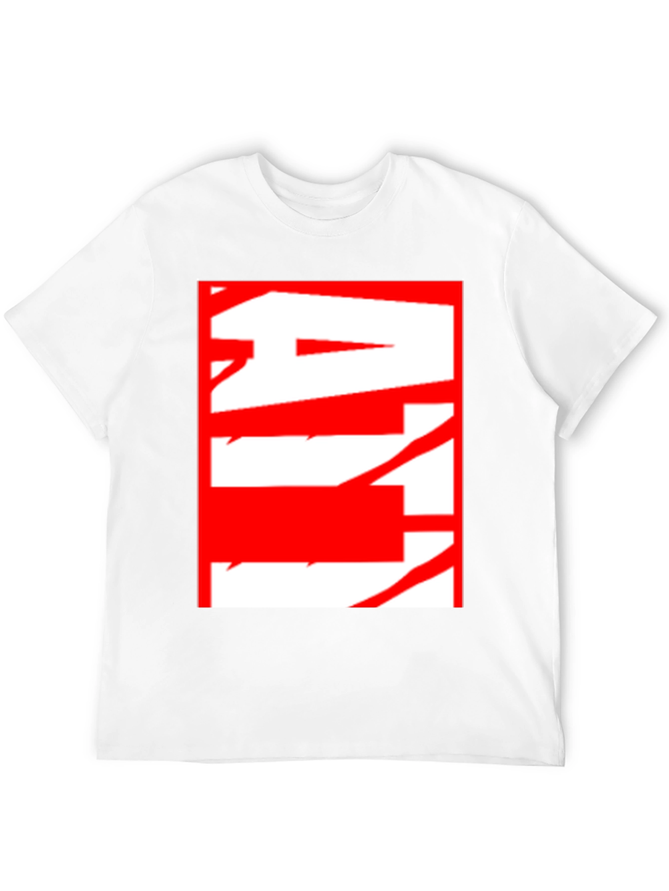 Abstract Red & White Graphic Black T-Shirt
