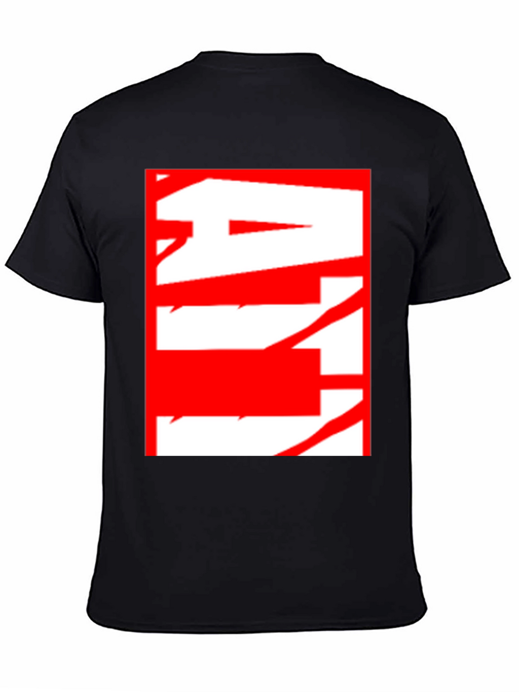 Abstract Red & White Graphic Black T-Shirt
