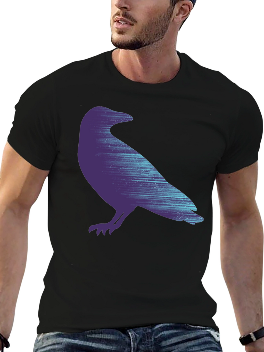 Raven Graphic Print Black T-Shirt