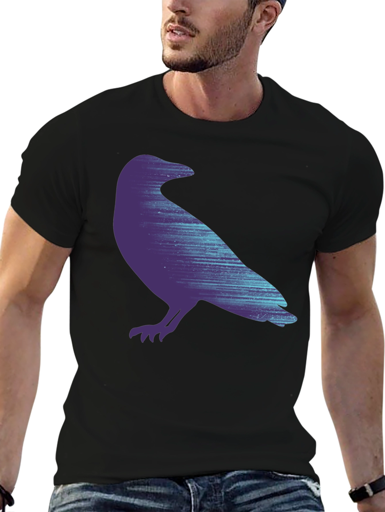 Raven Graphic Print Black T-Shirt
