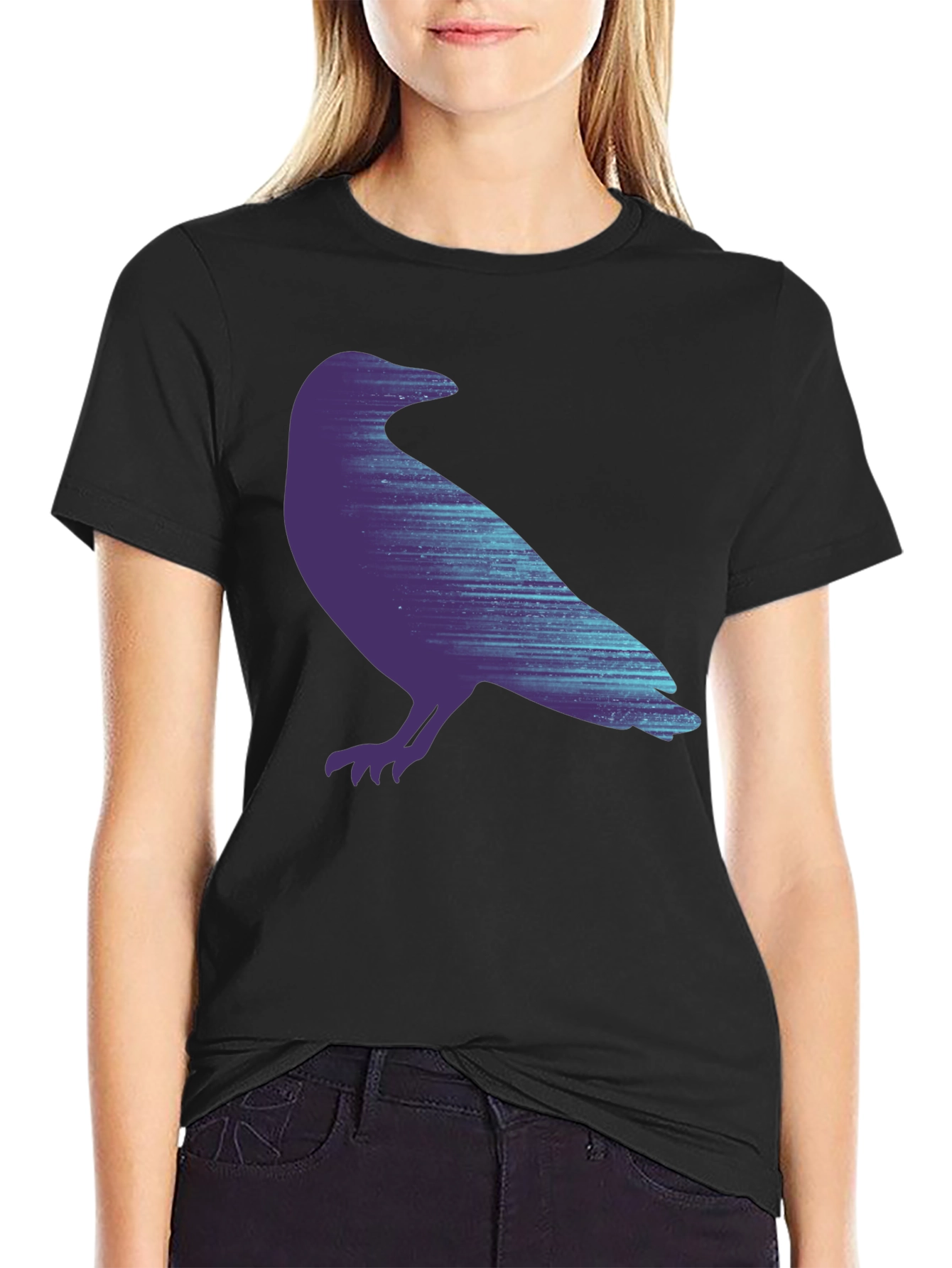 Raven Graphic Print Black T-Shirt