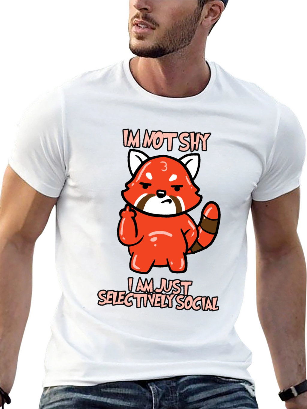 Sarcastic Red Panda Graphic Tee - Im Not Shy