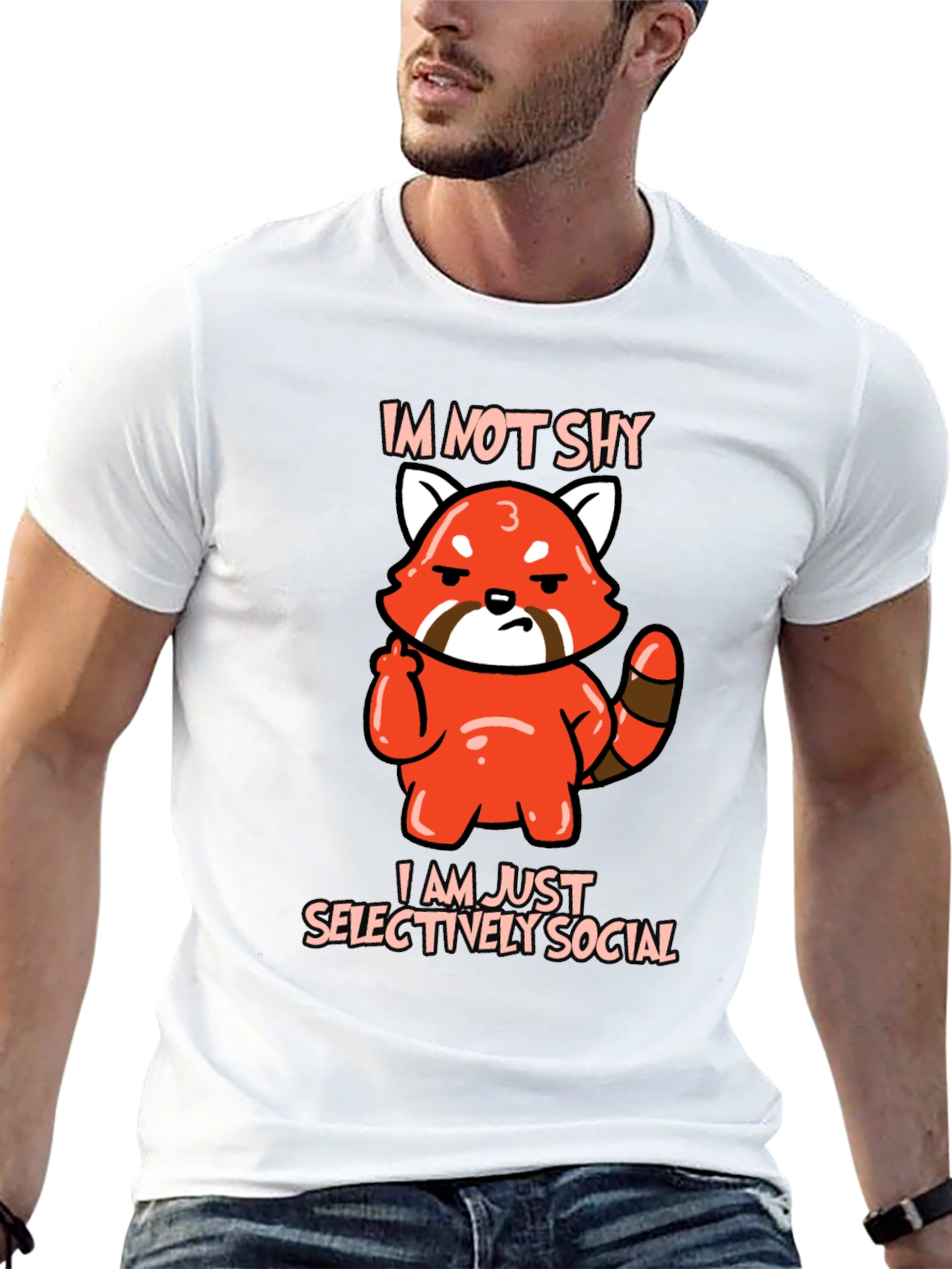 Sarcastic Red Panda Graphic Tee - Im Not Shy
