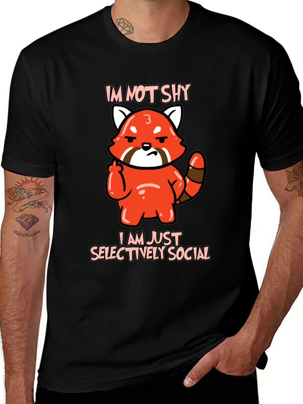 Sarcastic Red Panda Graphic Tee - Im Not Shy