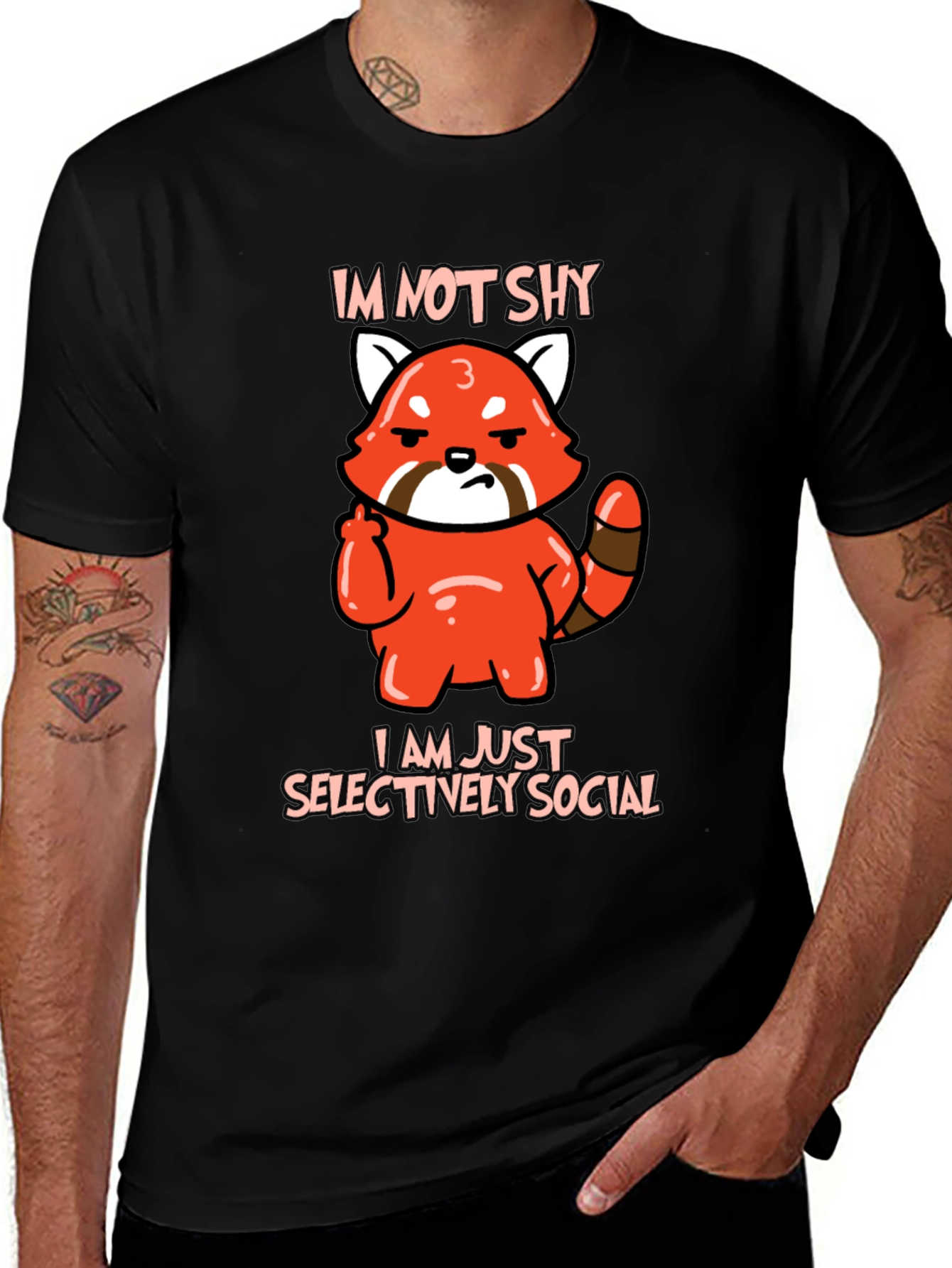 Sarcastic Red Panda Graphic Tee - Im Not Shy
