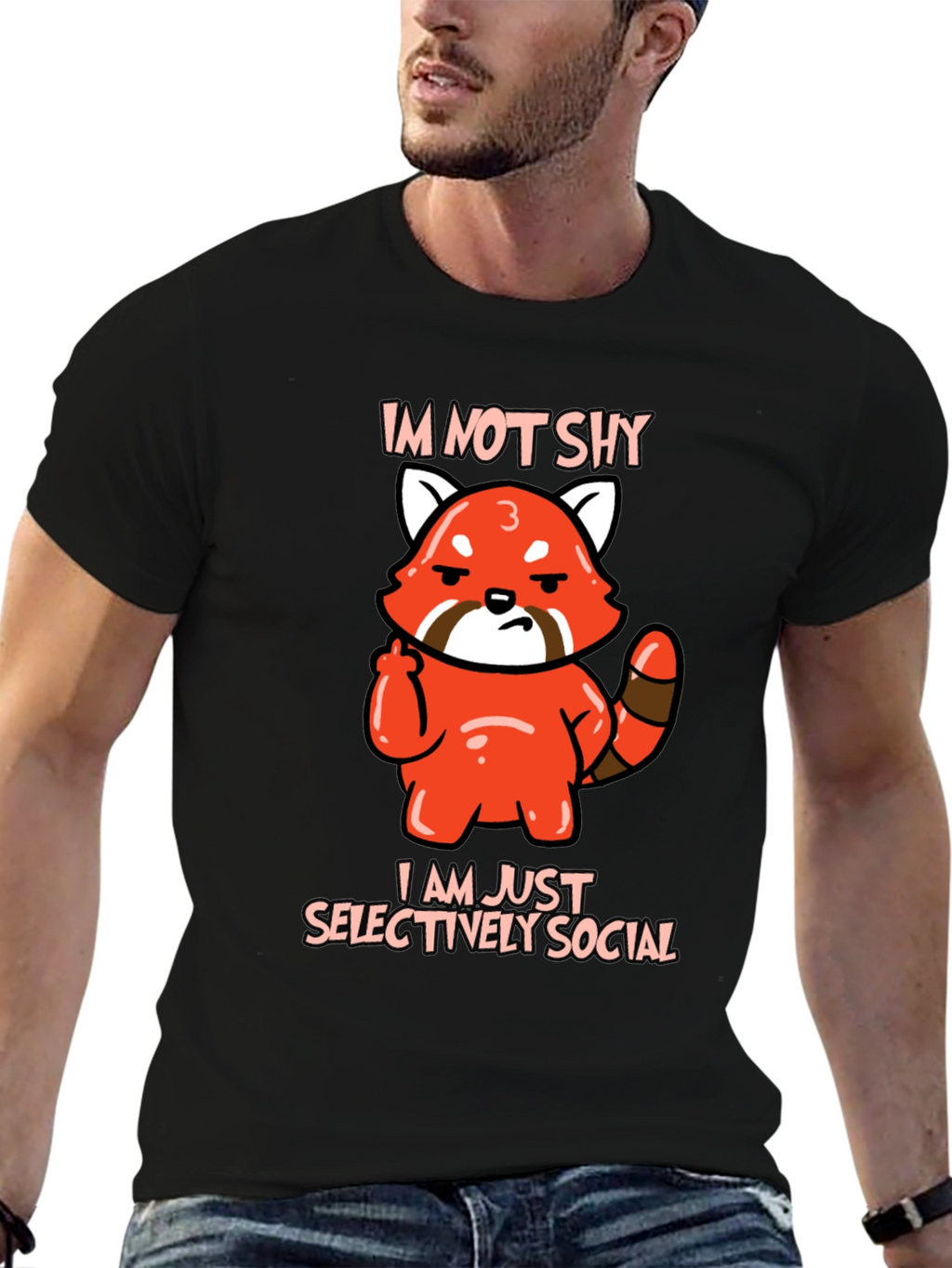 Sarcastic Red Panda Graphic Tee - Im Not Shy