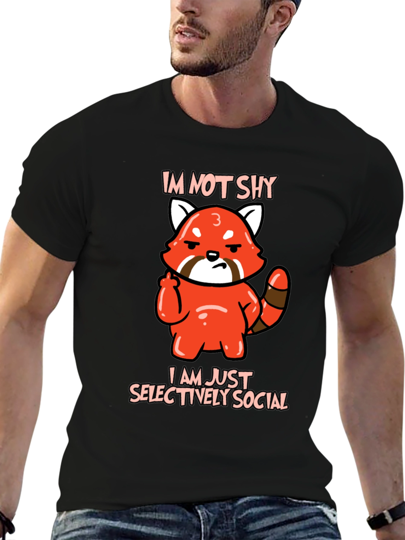 Sarcastic Red Panda Graphic Tee - Im Not Shy
