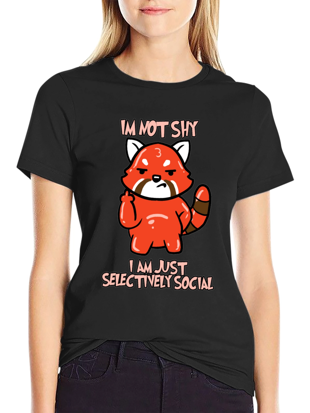 Sarcastic Red Panda Graphic Tee - Im Not Shy