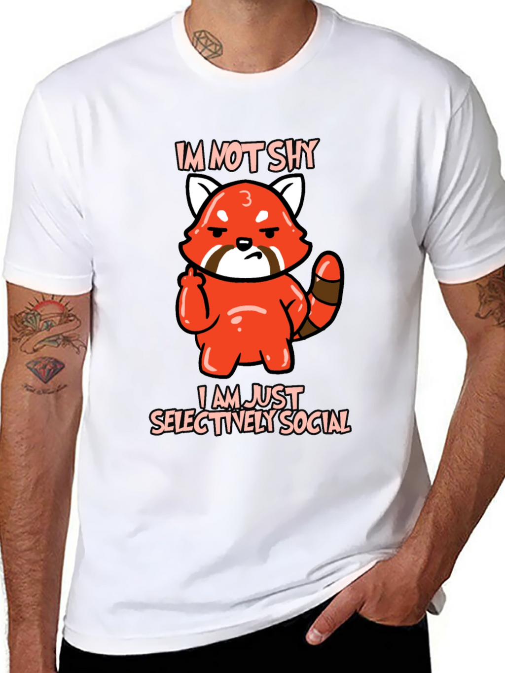 Sarcastic Red Panda Graphic Tee - Im Not Shy