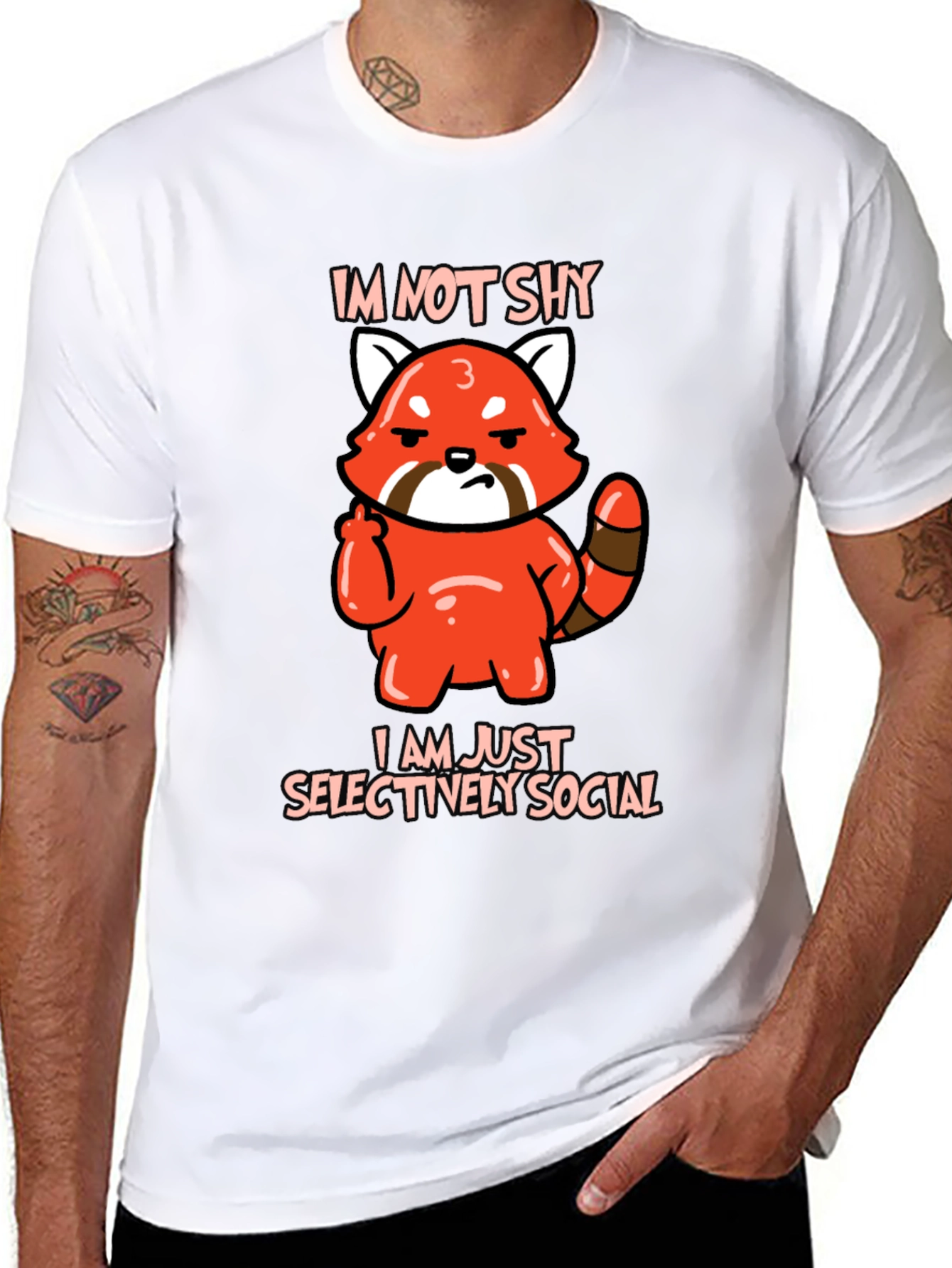 Sarcastic Red Panda Graphic Tee - Im Not Shy