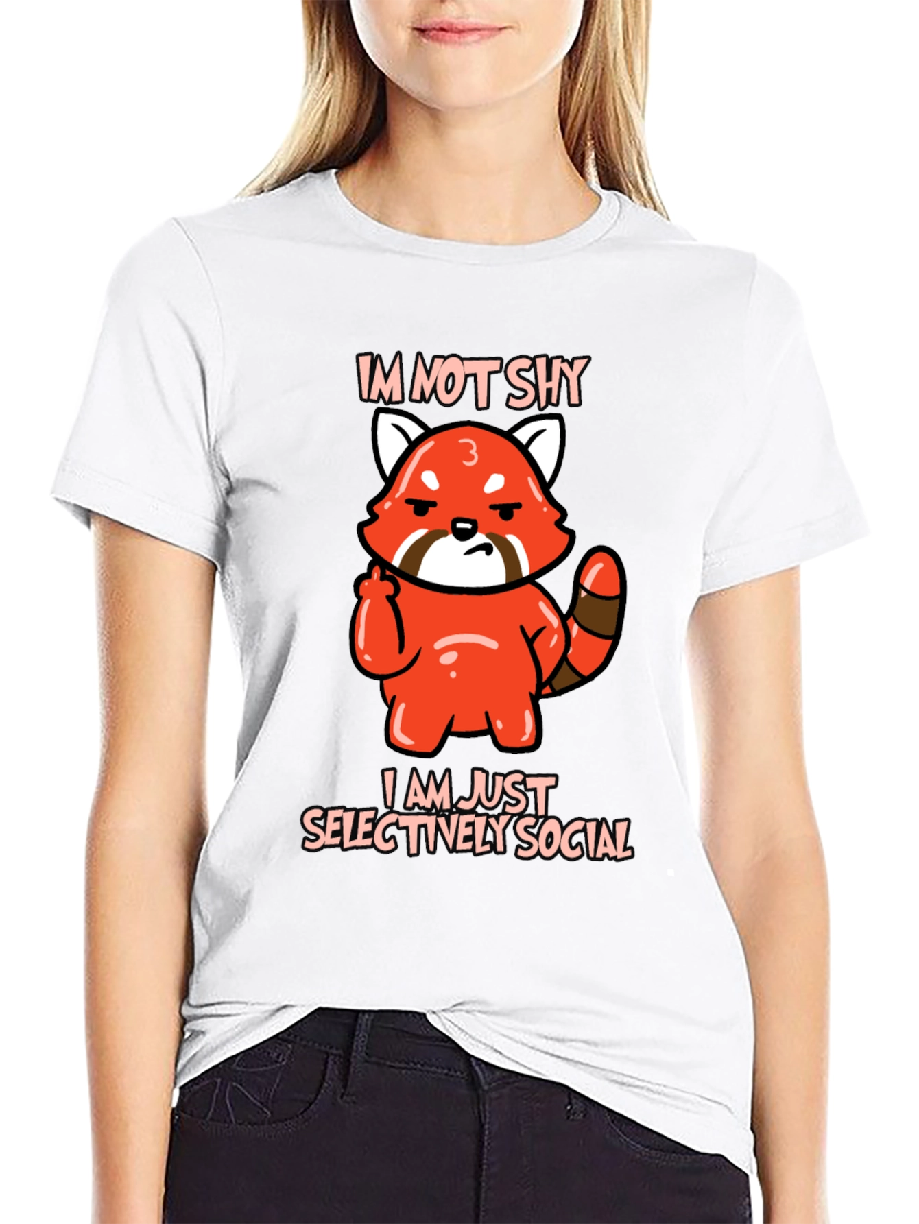 Sarcastic Red Panda Graphic Tee - Im Not Shy