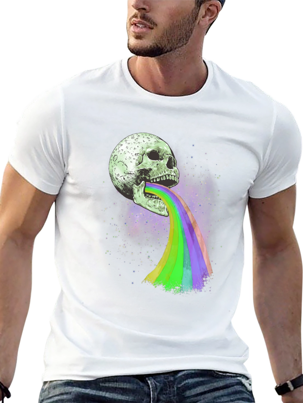 Skull Rainbow Graphic Tee - Unique Design