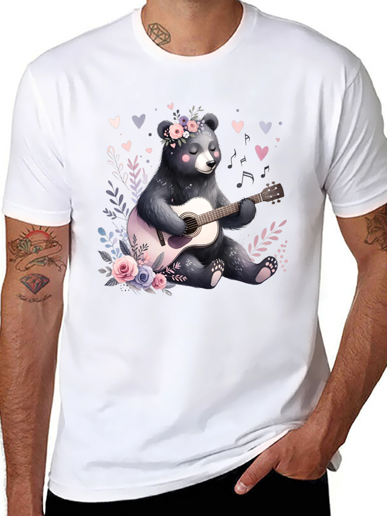 Bear Guitarist Graphic Tee