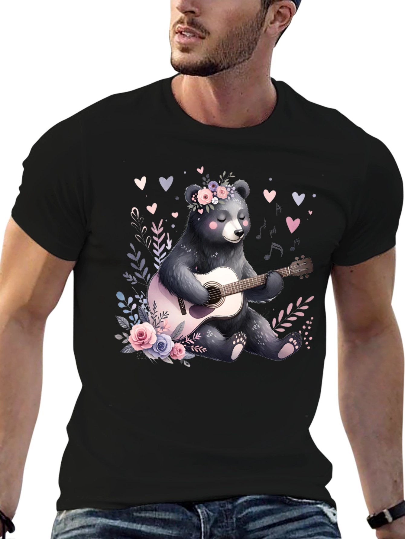 Bear Guitarist Graphic Tee