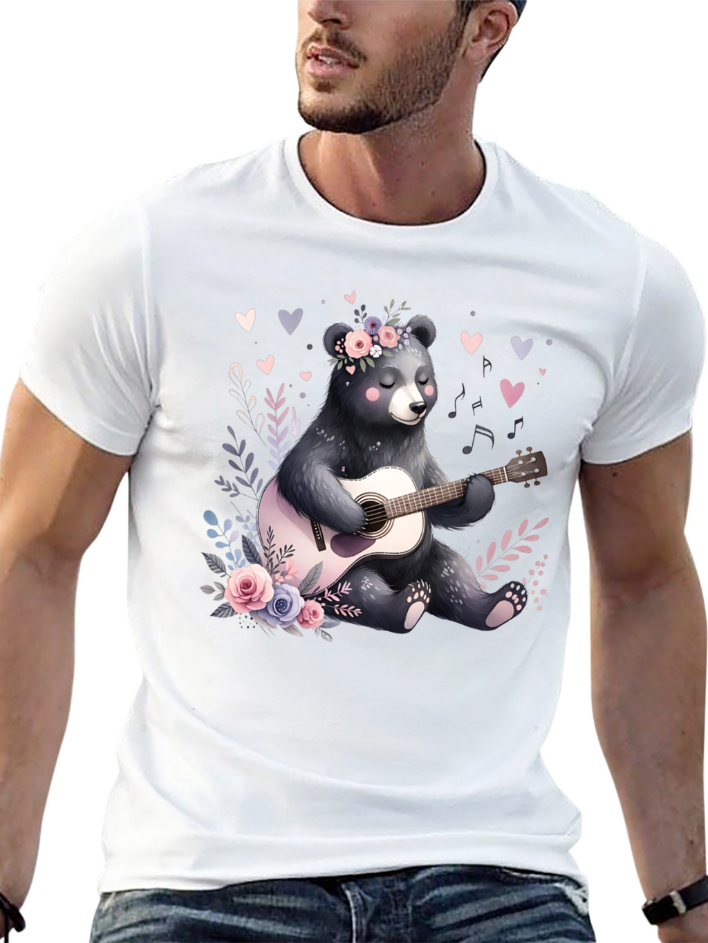 Bear Guitarist Graphic Tee