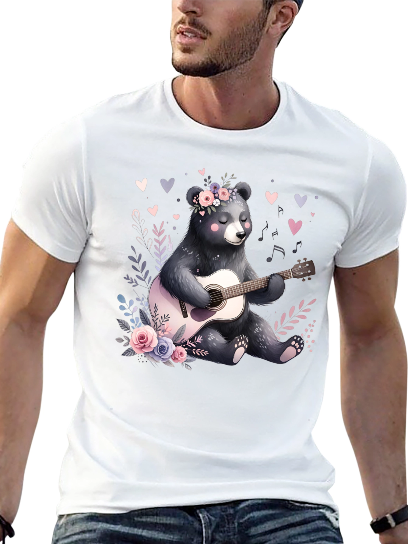 Bear Guitarist Graphic Tee