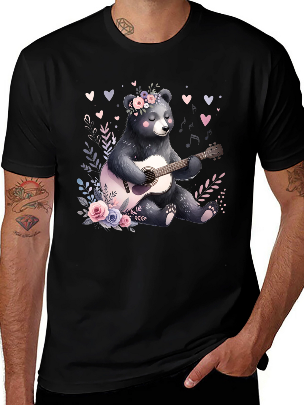 Bear Guitarist Graphic Tee