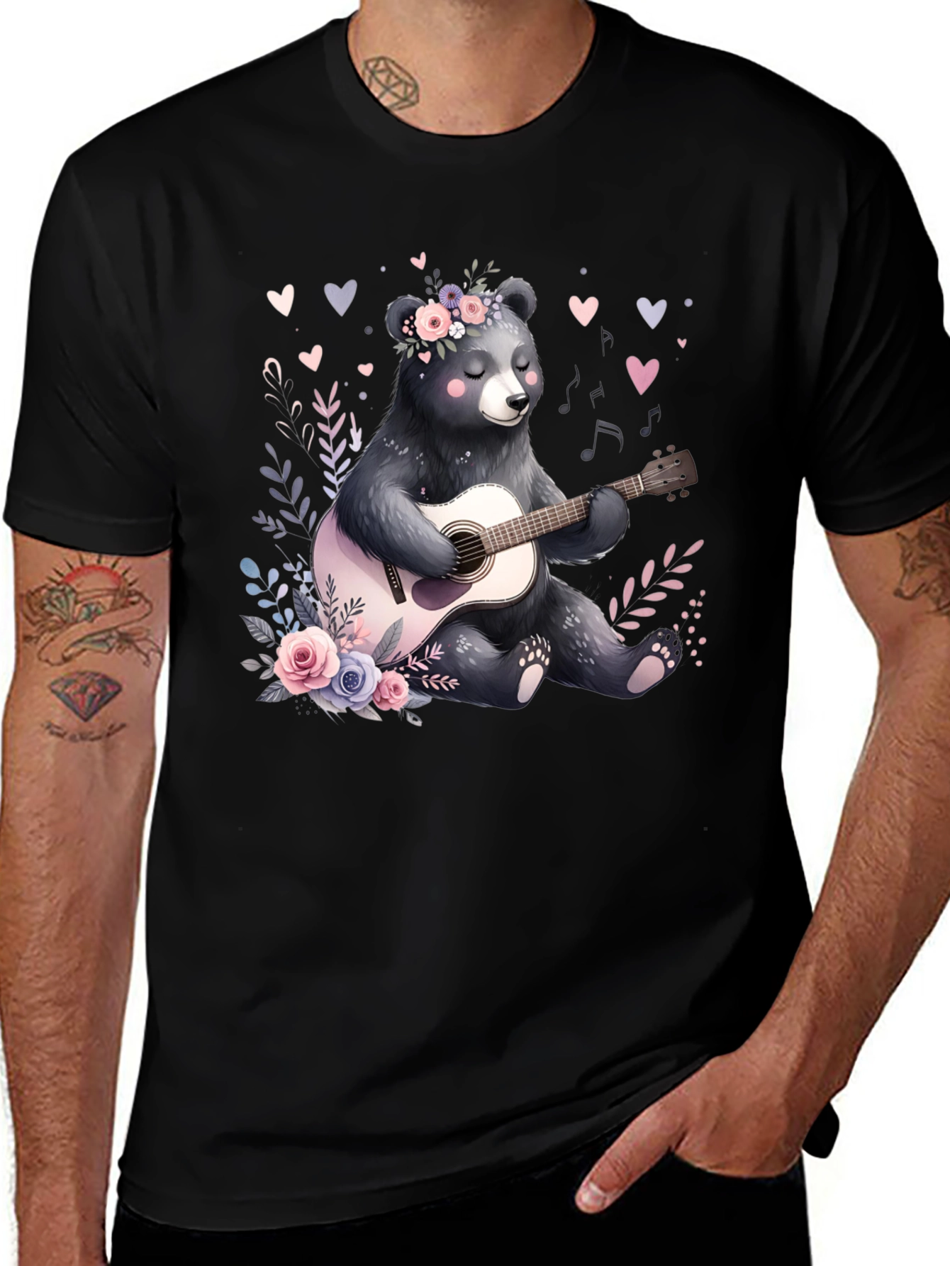 Bear Guitarist Graphic Tee