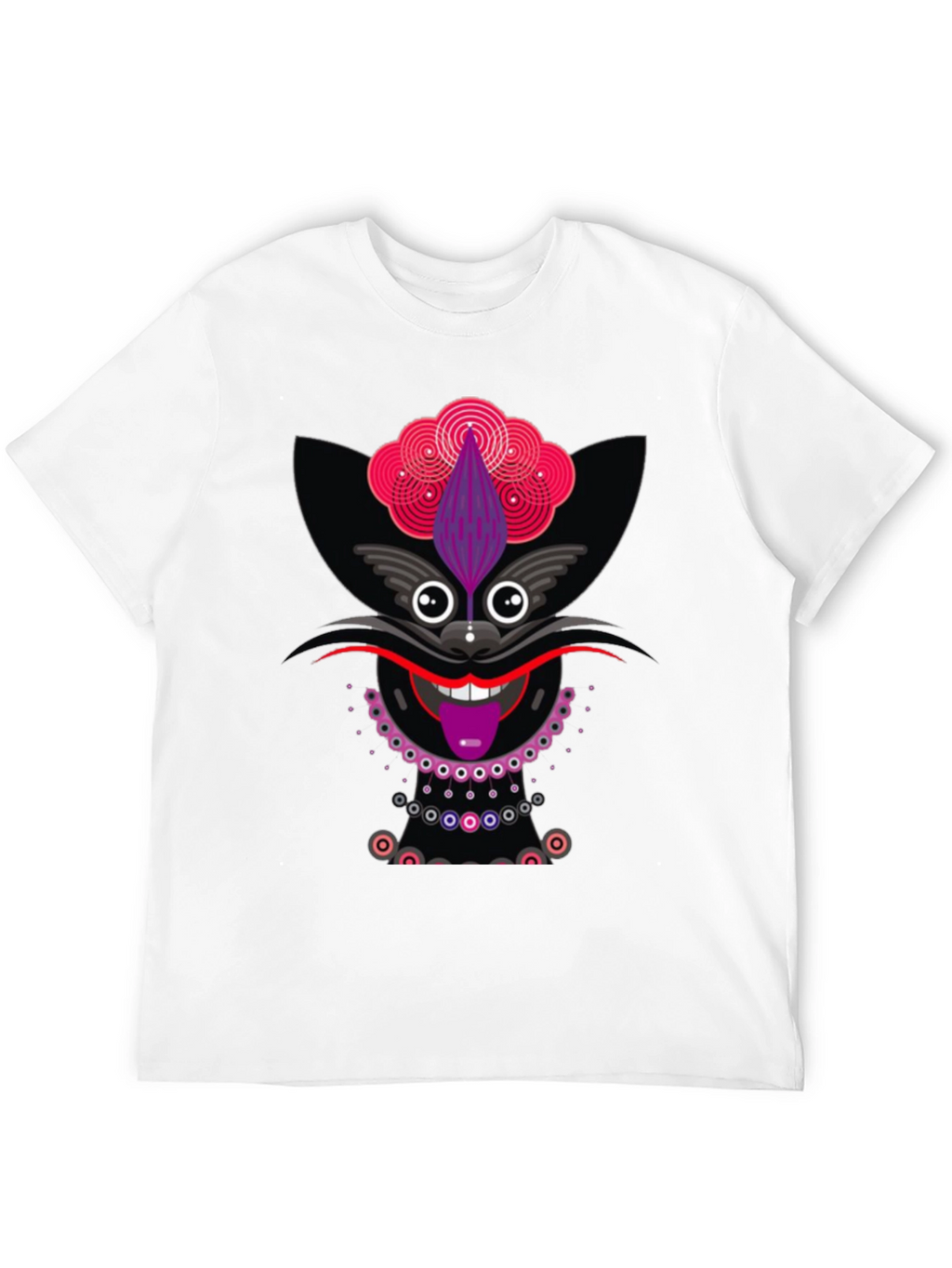 Funky Cat Graphic Tee - Black Cotton T-Shirt