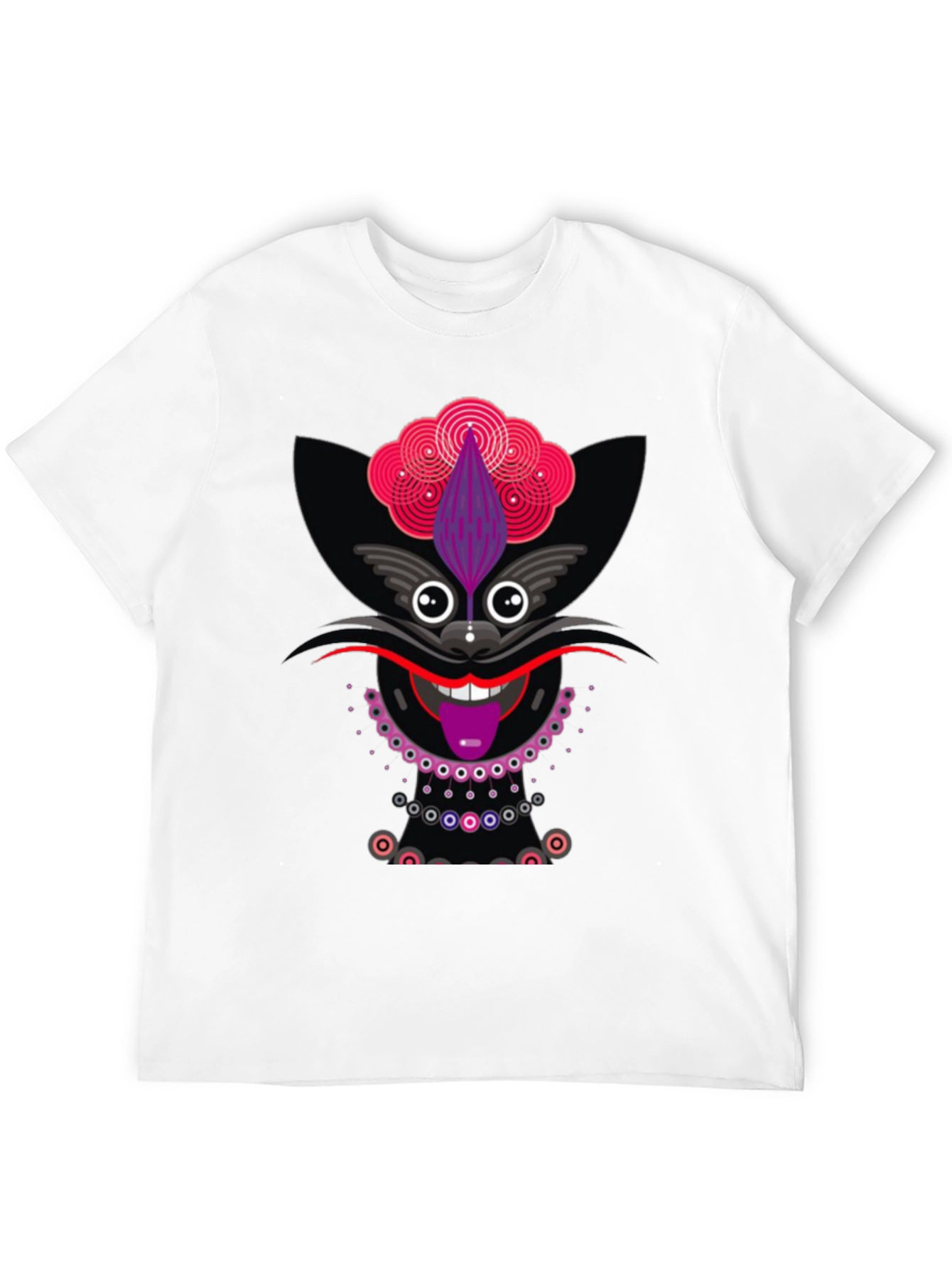 Funky Cat Graphic Tee - Black Cotton T-Shirt