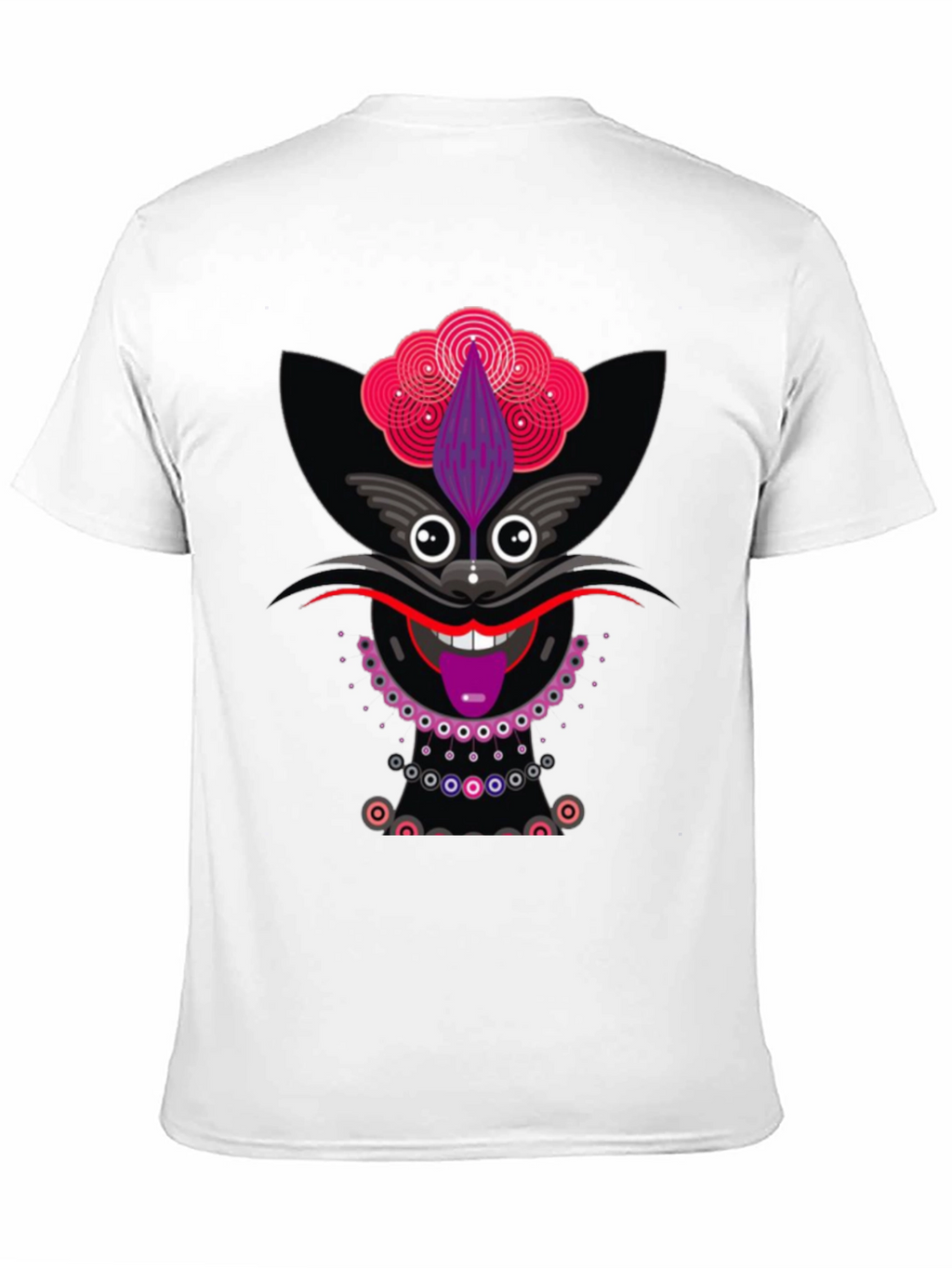 Funky Cat Graphic Tee - Black Cotton T-Shirt