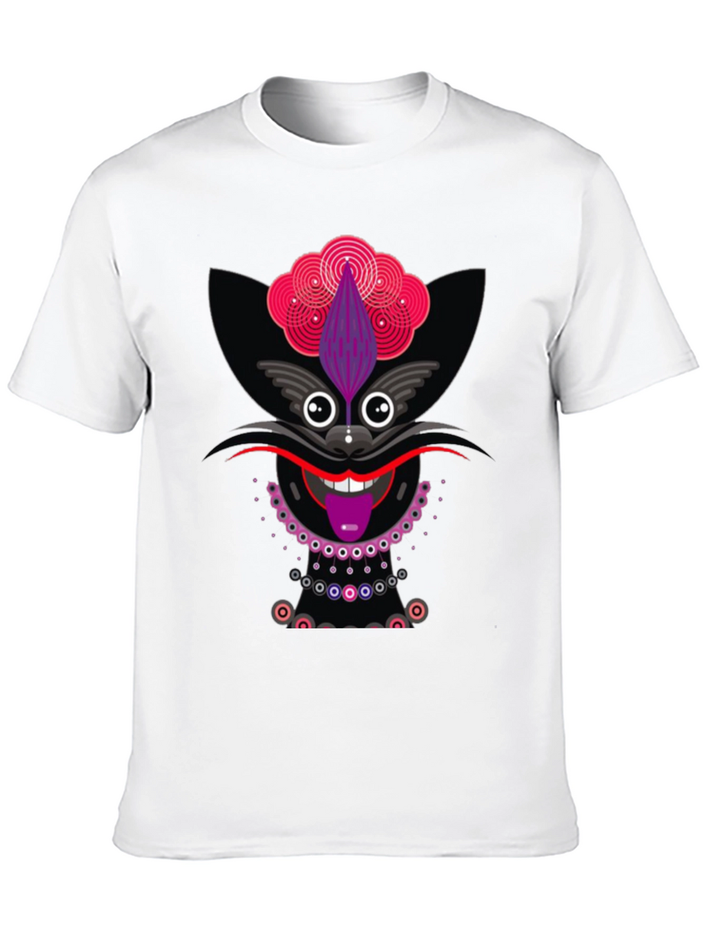 Funky Cat Graphic Tee - Black Cotton T-Shirt