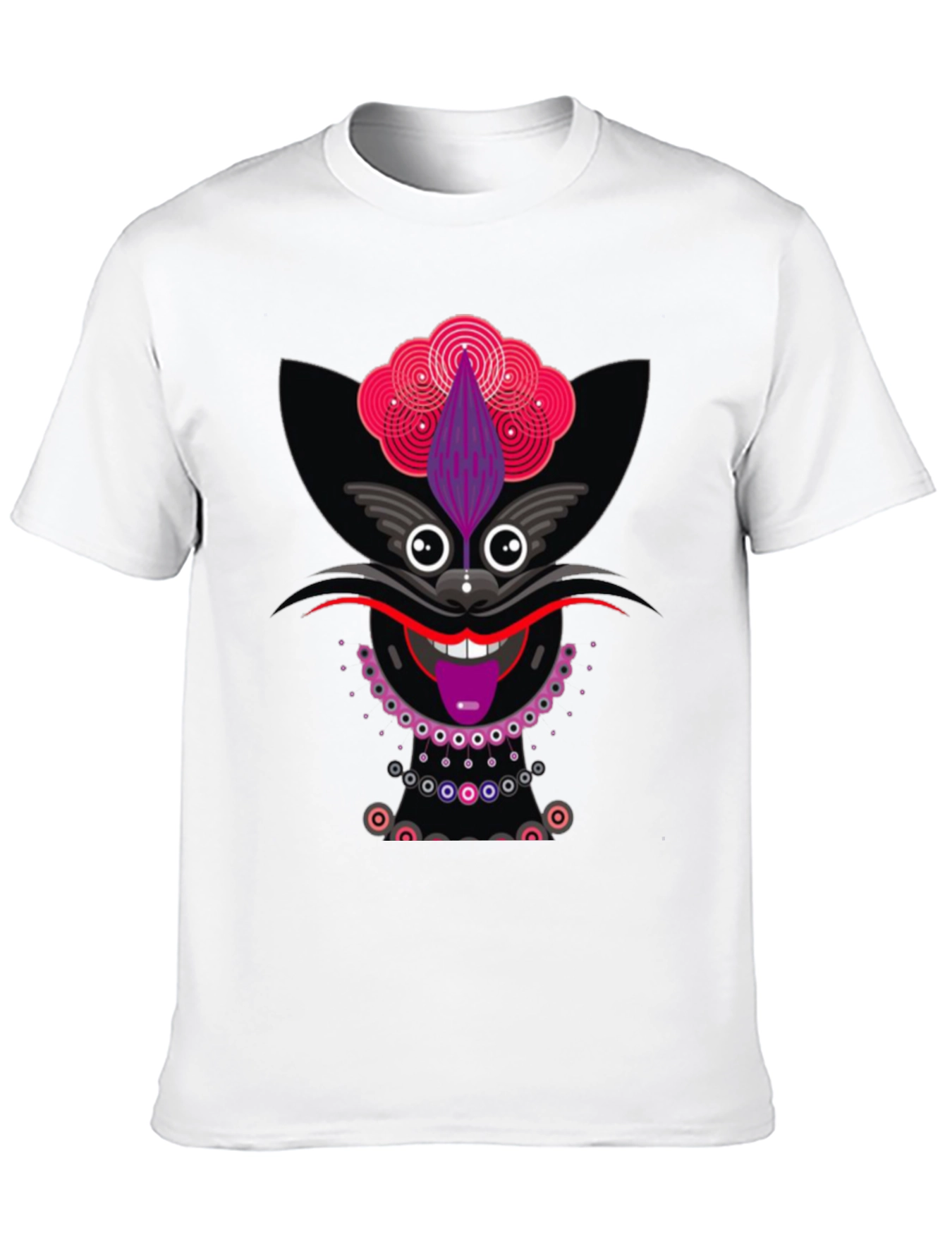 Funky Cat Graphic Tee - Black Cotton T-Shirt
