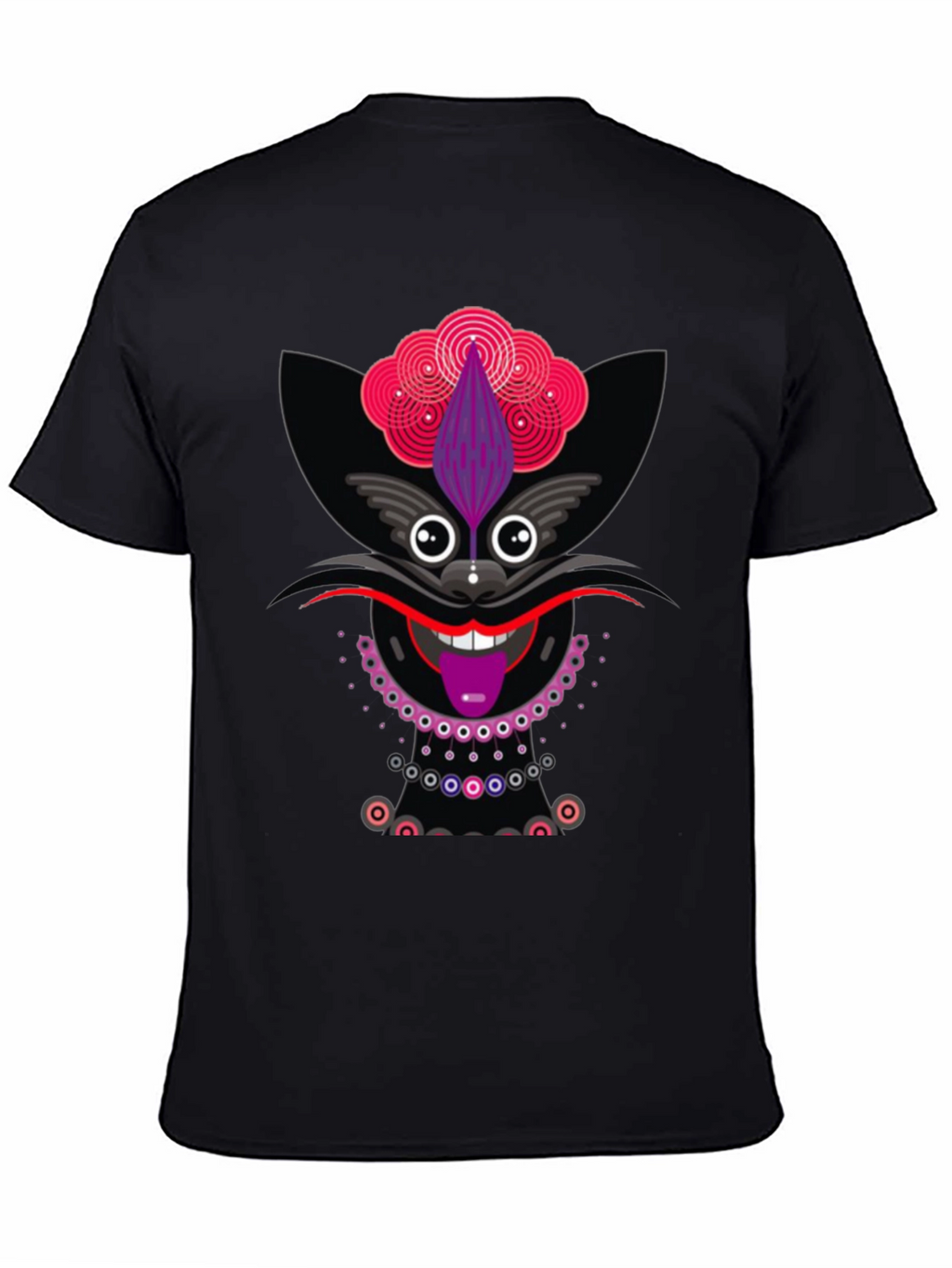 Funky Cat Graphic Tee - Black Cotton T-Shirt