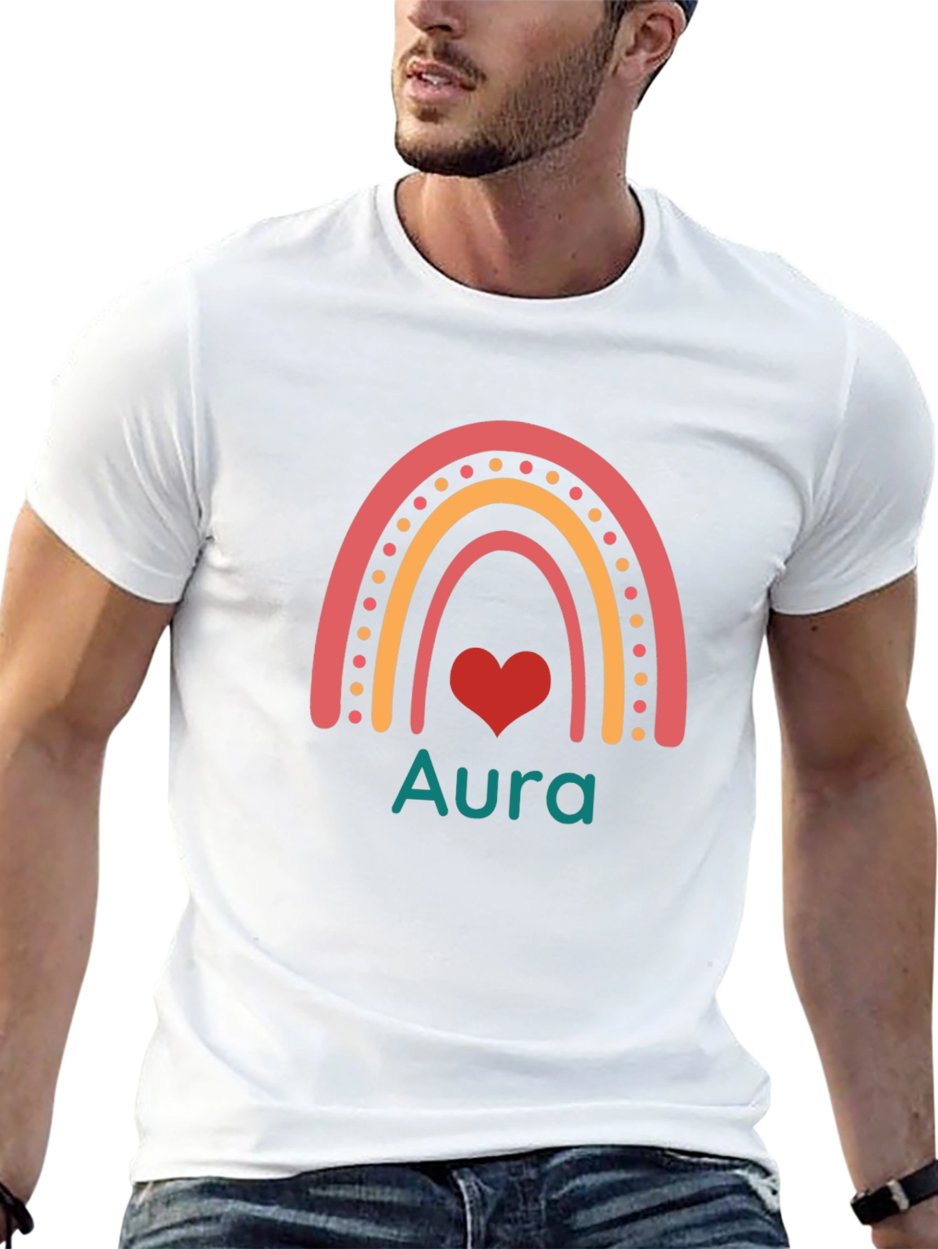 Aura Rainbow Heart Graphic T-Shirt