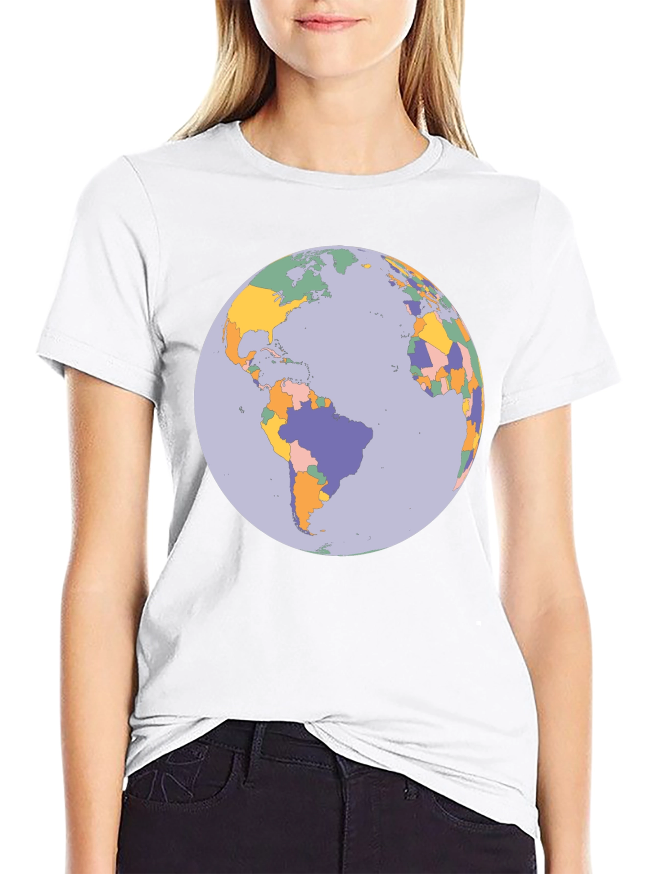 Earth Map Graphic Tee - Soft Cotton Blend