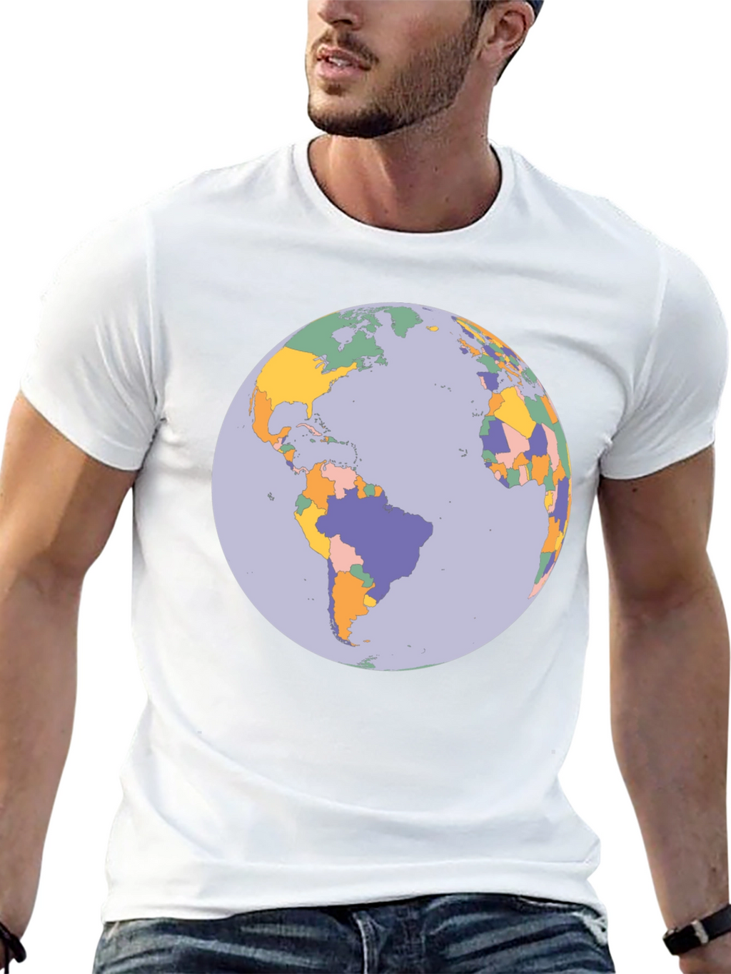 Earth Map Graphic Tee - Soft Cotton Blend