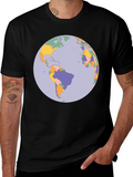 Earth Map Graphic Tee - Soft Cotton Blend