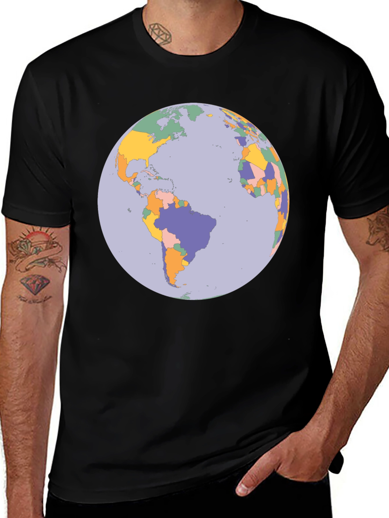 Earth Map Graphic Tee - Soft Cotton Blend
