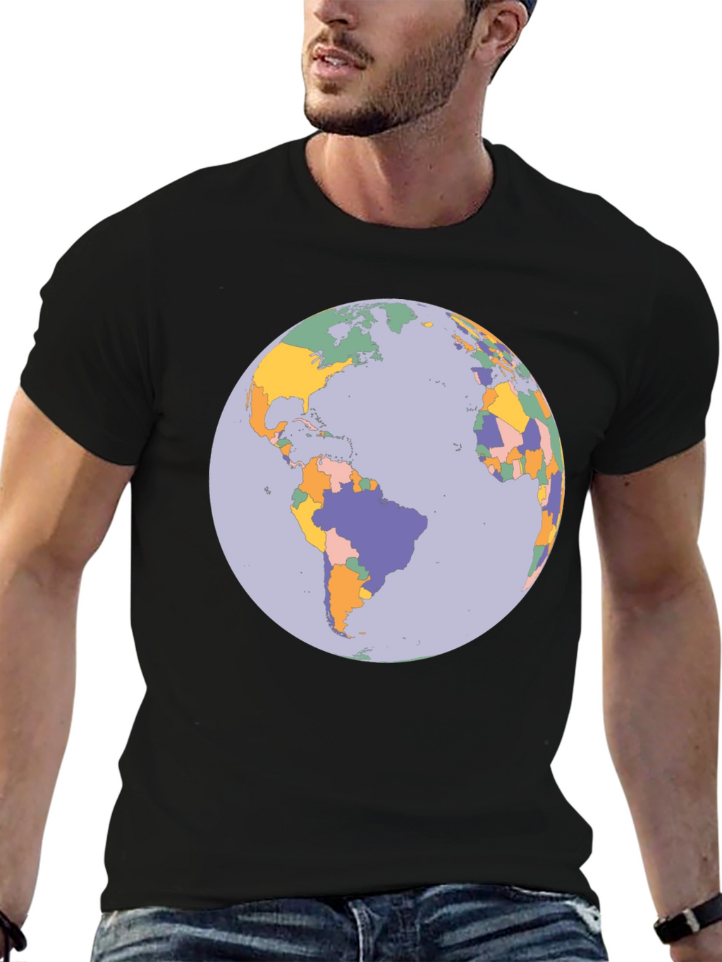 Earth Map Graphic Tee - Soft Cotton Blend
