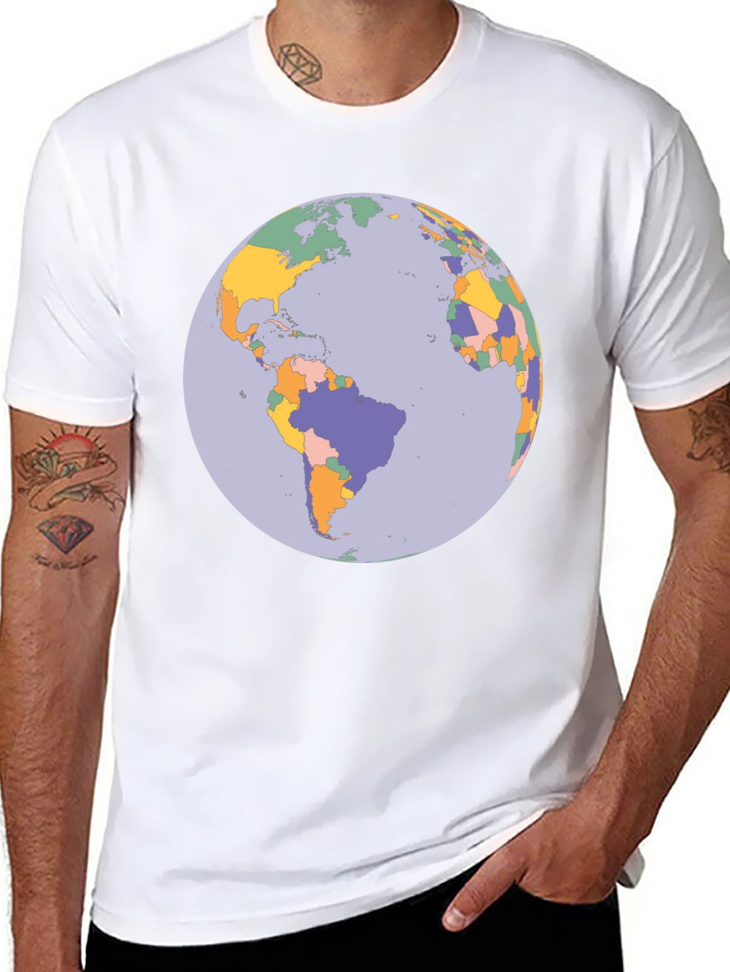Earth Map Graphic Tee - Soft Cotton Blend