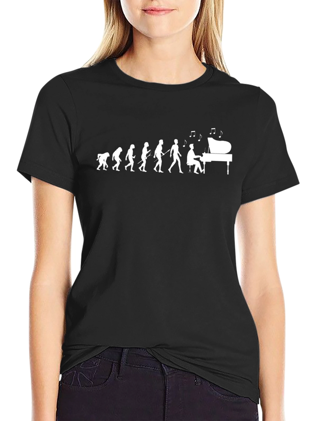 Evolution of Piano Player T-Shirt - Black